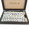 Dominos Double 6 Coffret Simili Cuir Noir