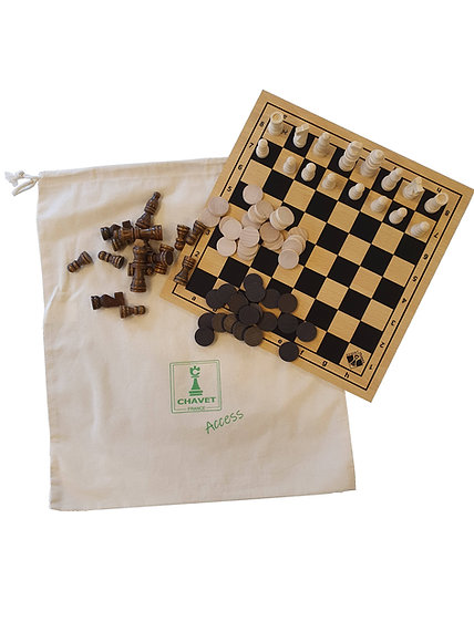Ensemble Dames-Echecs Dans Sac Coton