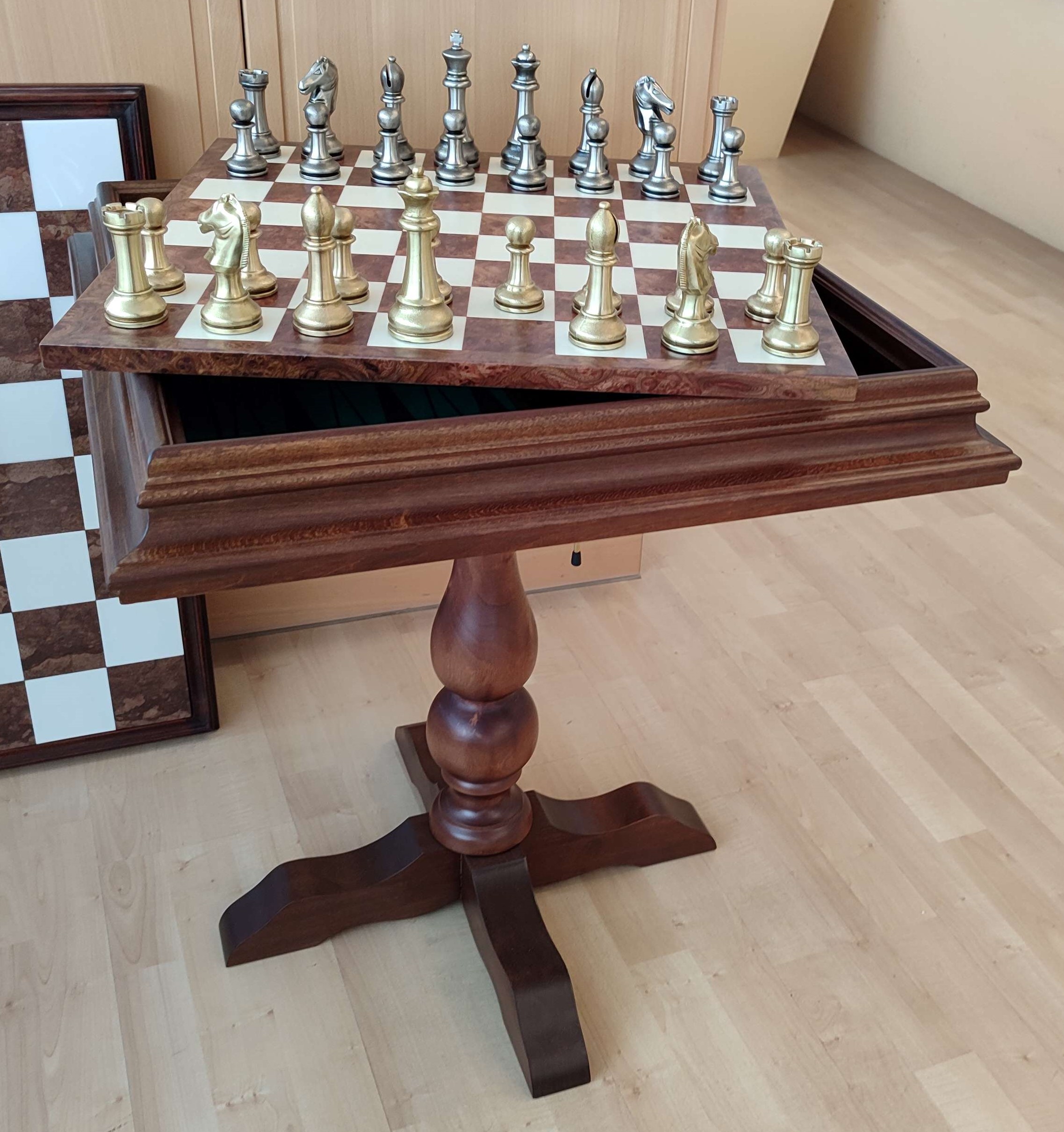 Table d’Échecs - Backgammon en Loupe d'Orme – Image 2