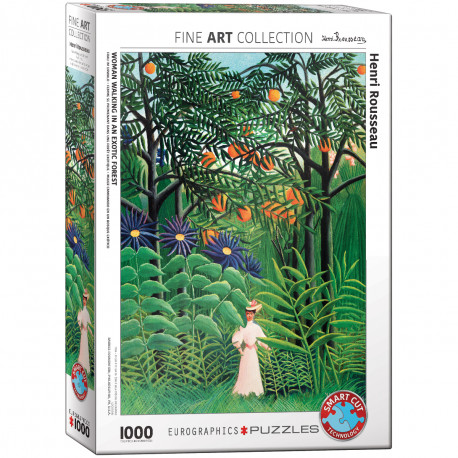 Puzzle 1000P - Henri Rousseau - Femme se promenant dans une forêt exotique