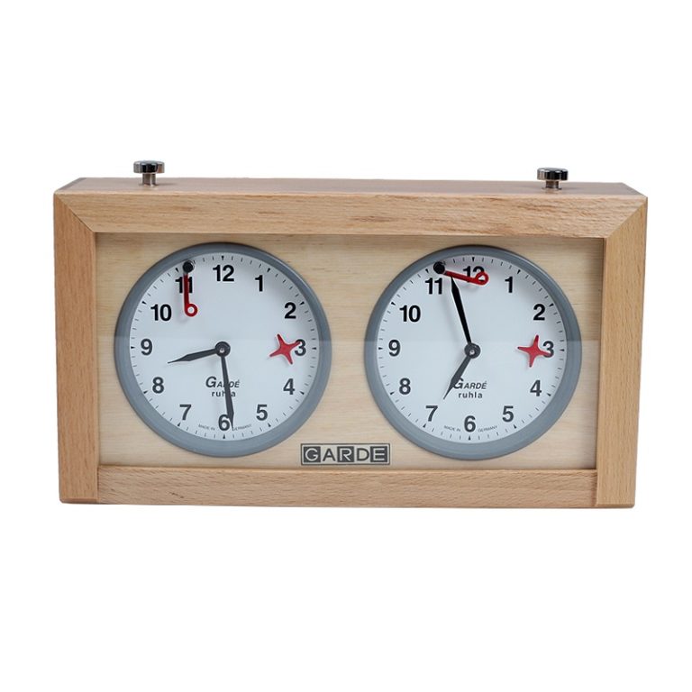 Pendule D’Échecs Mécanique Classique En Bois – Modèle Analogique – Grand Cadran – Design Intemporel Pour Tournois Et Entraînement